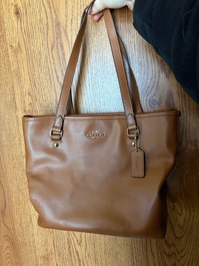 Coach Tan Brown Pebbled Leather Tote with Hang Tag